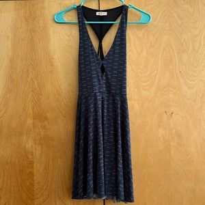 Silence + Noise XS Skater dress navy blue pattern